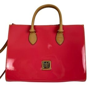 Dooney & Bourke Janine Satchel Double Handles Patent Leather Bubblegum Pink